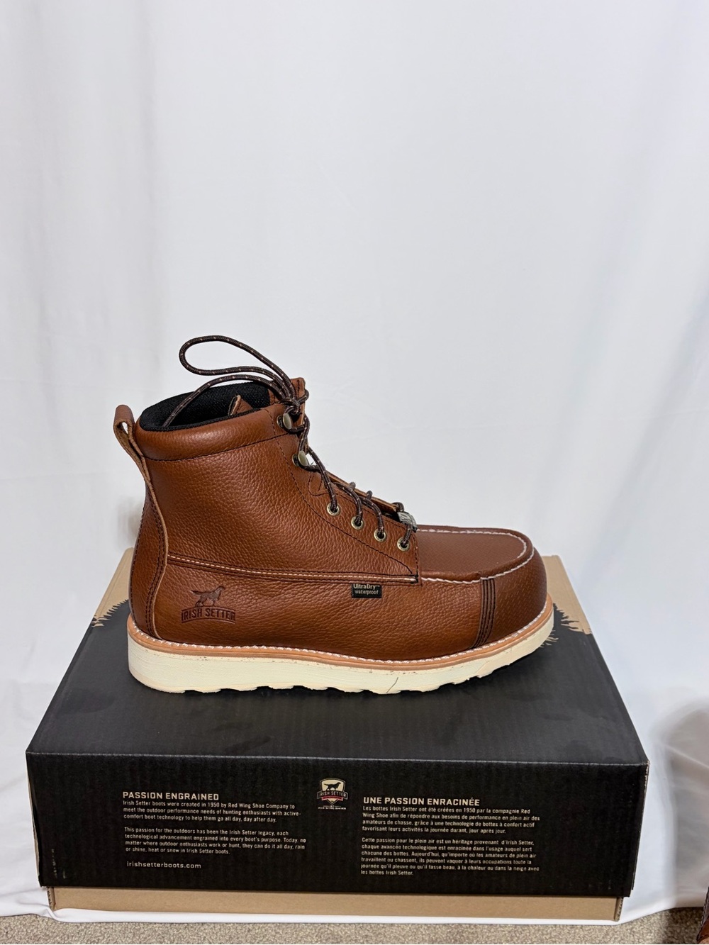 Irish Setter Men's Brown Leather Moc Toe Work Boot size 9